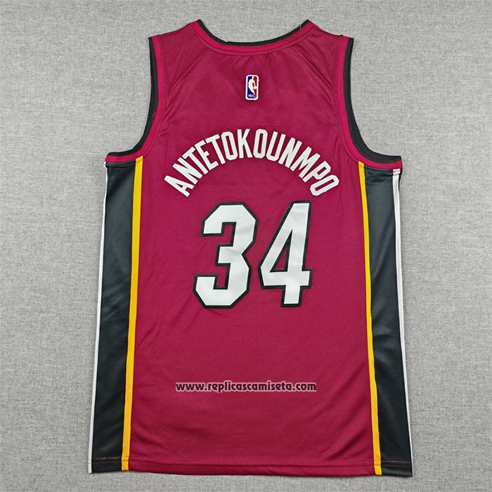 Camiseta Miami Heat Giannis Antetokounmpo NO 34 Statement Rojo